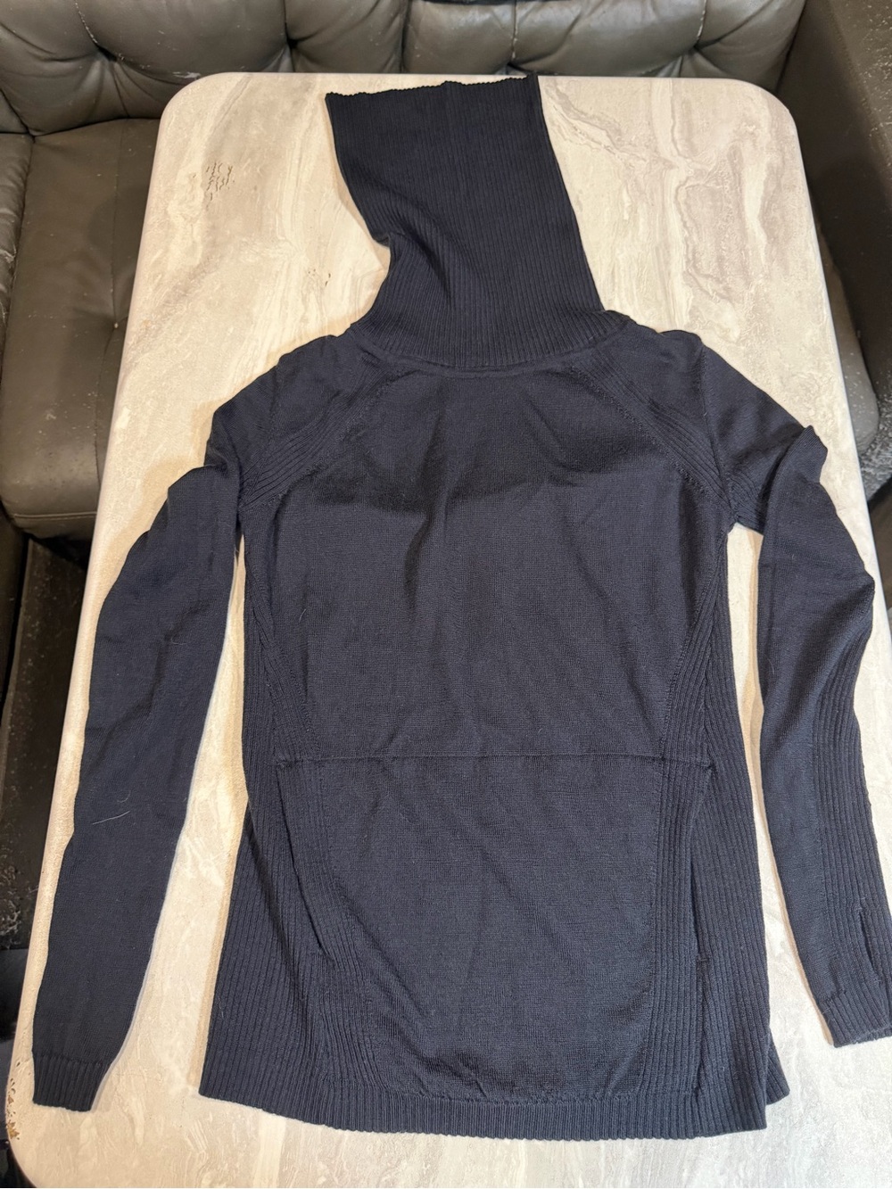 lululemon athletica Black Ribbed High-Neck Long Sleeve Top
